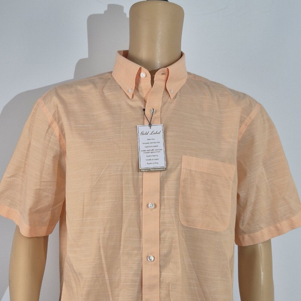 Roundtree & Yorke Gold Label Men's Shirt Size S Non Iron Pale Orange Short S (56